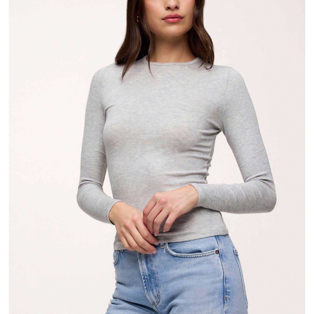nuuds slinky rib Heather Grey Long Sleeve XXL